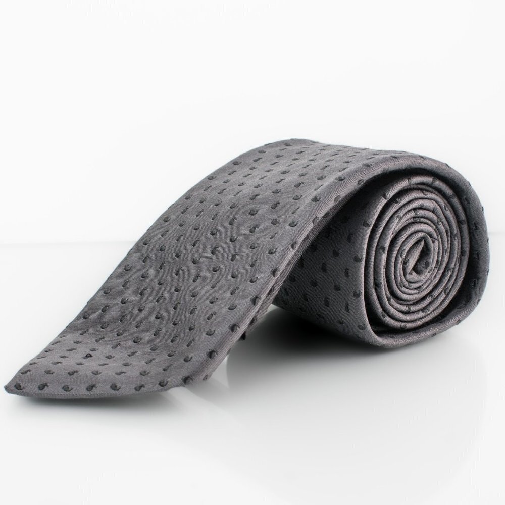 PAL ZILERI 100% Silk Tie | Gray with Black Accents | Designer Menswear